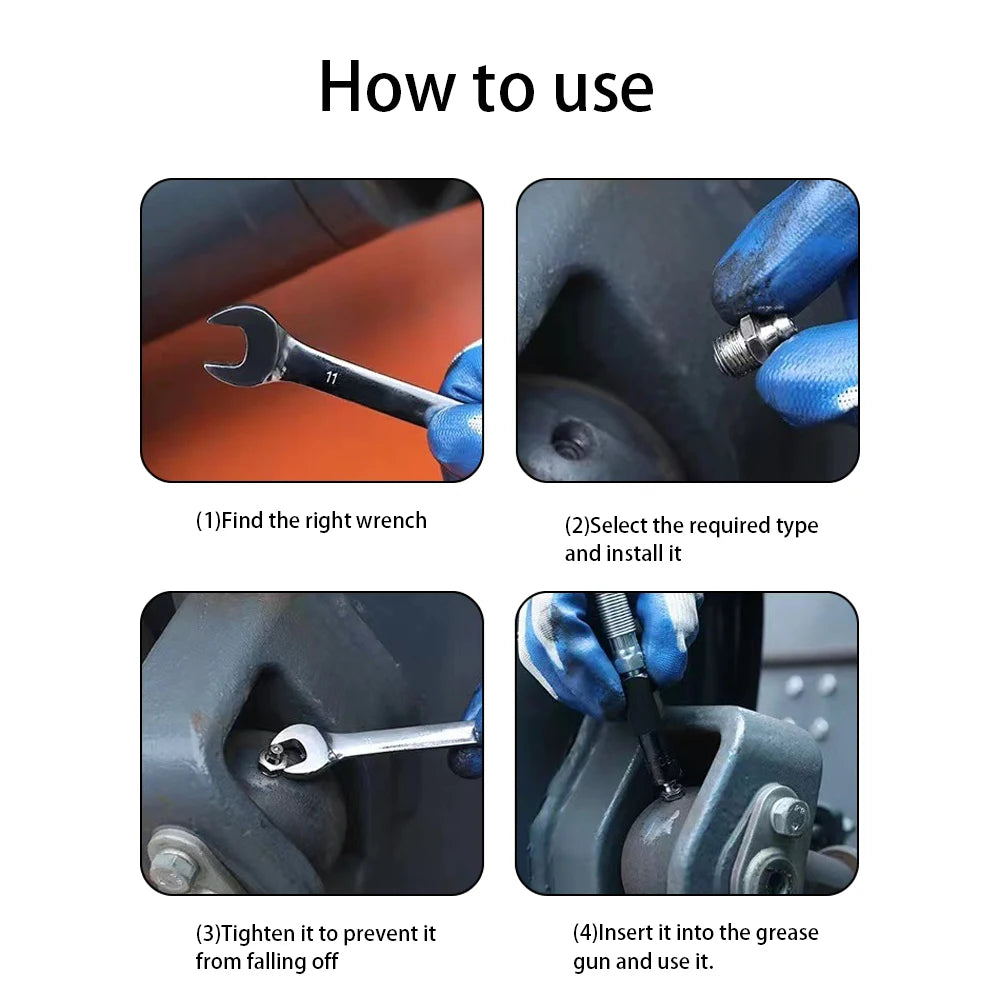 10/20PCS Grease Gun Coupler Steel Connector Fittings Grease Nipple M6 Straight Hydraulic Car Filling Tools Grease Fitting Nipple