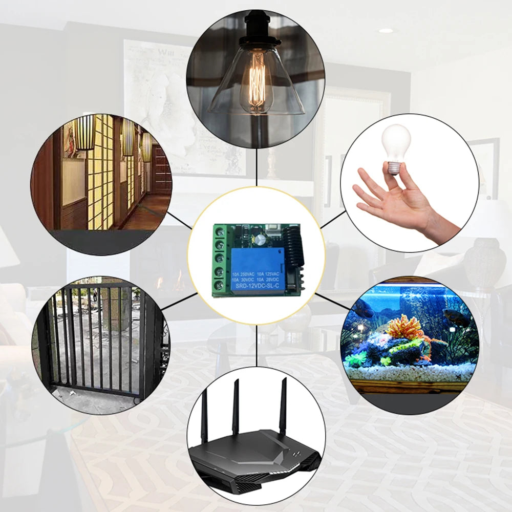 433 Mhz Universal Gate Remote Control Switch DC 12V 10A Relay Receiver Mini Module Remote Control for Gate LED Garage Door