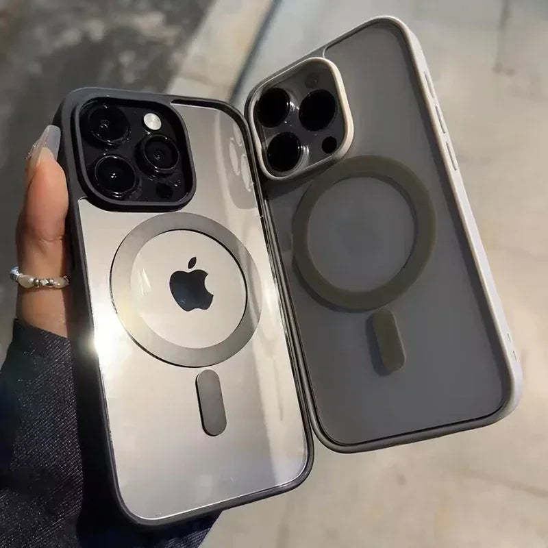 New Black Transparent Magsafe Magnetic Case For iPhone 16 15 14 13 12 11 Pro Max Wireless Charging Acrylic Hard Protect Cover