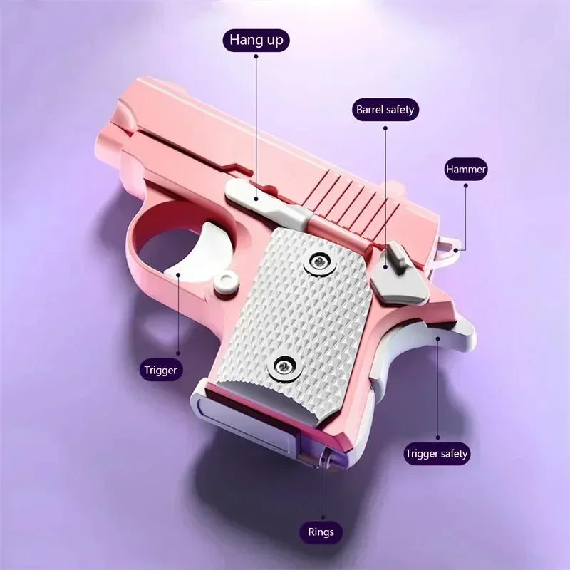 UNGH 3D Gravity Gun Straight Jump Mini Pistol Model Anti-stress Fidget Toys Children Push Card Stress Relief Toy for Kids Adult