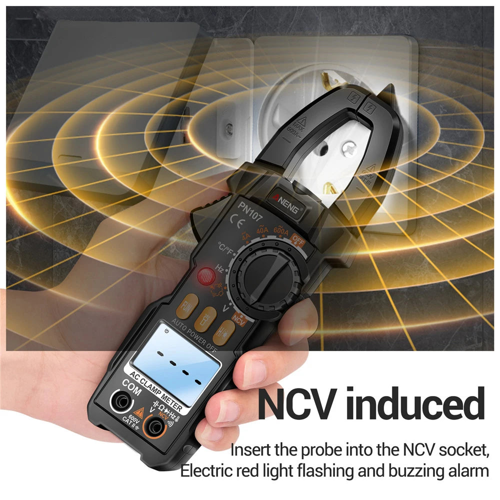 ANENG PN107 Digital Clamp Meter Multimeter Professional 600A AC Current Tester Ammeter Voltmeter with Temperature Frequency Tool
