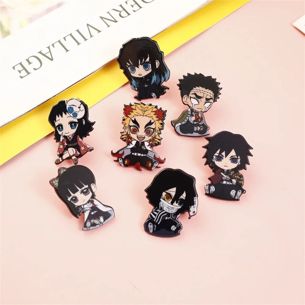 Wholesale Demons Slayer Anime Role Brooch Acrylic DIY Decorative Pins for Women Man Birthday Present Kids Toy Brooch