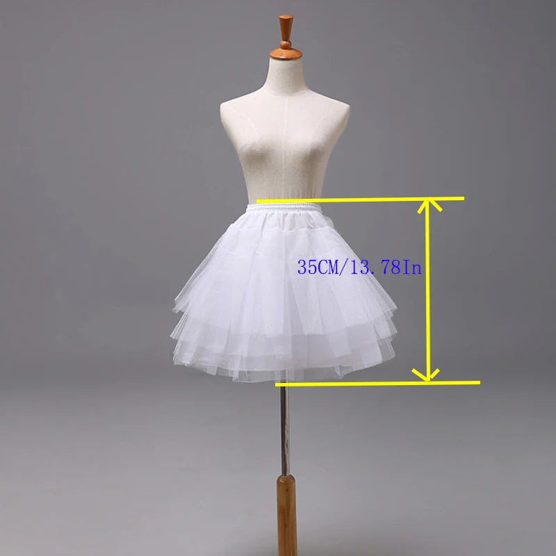 Three Layer Lolita Short White Kids Girls  Petticoat Underskirt For Ball Gown Wedding Dress Mariage Underwear Crinoline