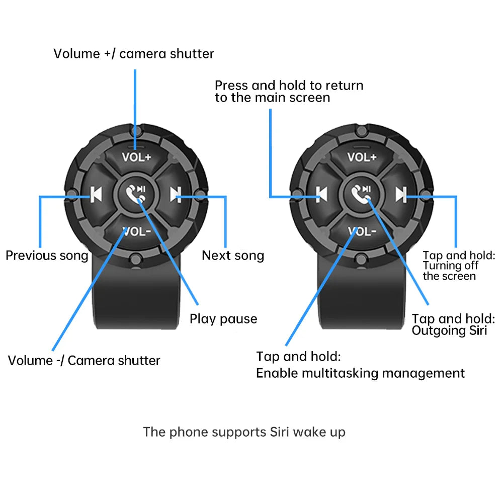 AD 5 Key Wireless Remote Controller Button Helmet Earphone Motorcycle Bike Handlebar Car Steering Wheel Control Media