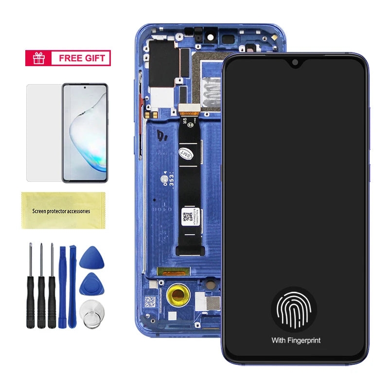 AMOLED For Xiaomi Mi 9 Mi9 LCD Display Touch Screen Digitizer Assembly With Frame For Xiaomi Mi9 M1902F1G Screen Replacement