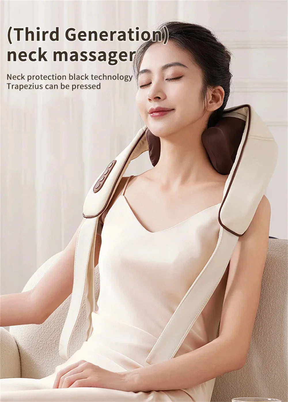 Wireless Electric Shiatsu Neck and Back Massager Soothing Heat Deep Tissue 5D Kneading Massage Pillow Shoulder Leg Body ﻿