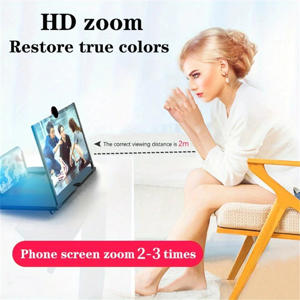 Portable 12 Inch Phone Large Screen Amplifier 3D Magnifying Glass Holder HD Mobile Phone Screen Video Magnifier Screen Bracket