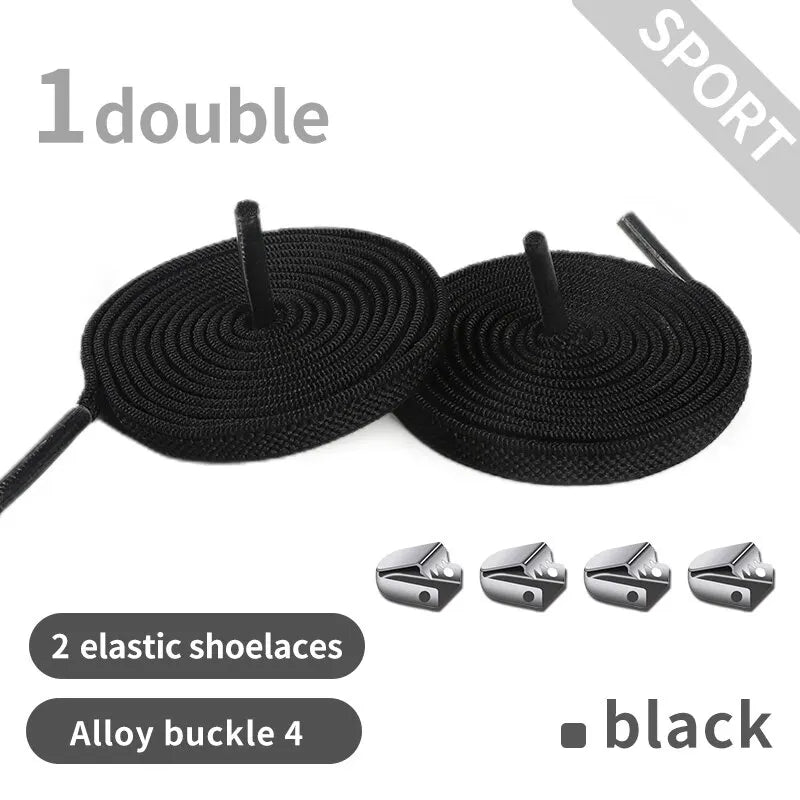 2 Pacs Elastic Shoe Laces Semicircle No Tie Shoelaces for Kids and Adult Sneakers Shoelace Quick Lazy Metal Lock Laces