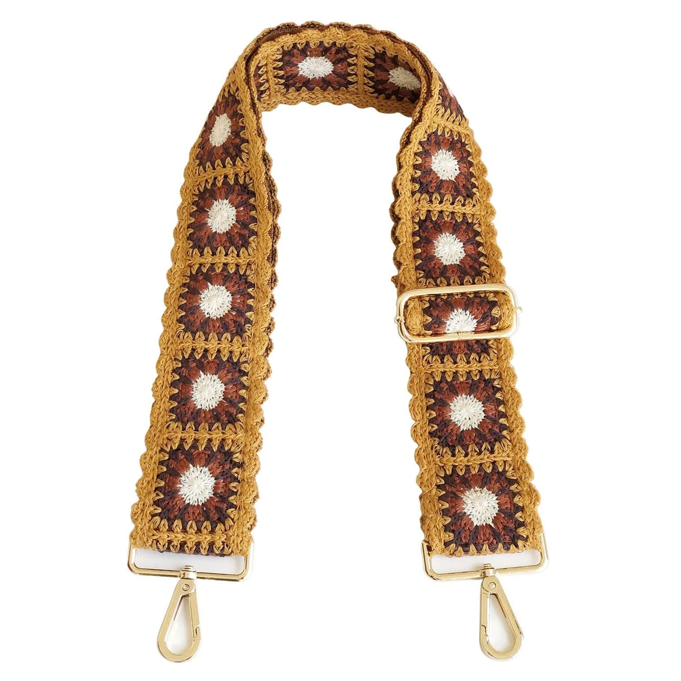 Fashion Crochet Flower Bag Strap Wide Adjustable Shoulder Bag Strap DIY Knitted Bag Accessories Ethnic Embroidery Purse Strap