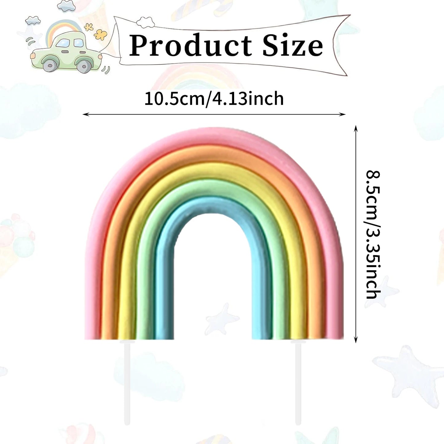 Rainbow Cake Toppers,Three-Dimensional Cloud Rainbow Design Cake Picks for Party Birthday Wedding Cake Decorations Supplies