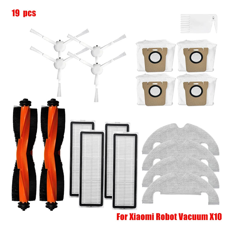 For Xiaomi Robot Vacuum X10 Robot Vacuum Cleaner Parts Replacement Main Side Brush Hepa Filter Mop Cloth Dust Bag Accessories