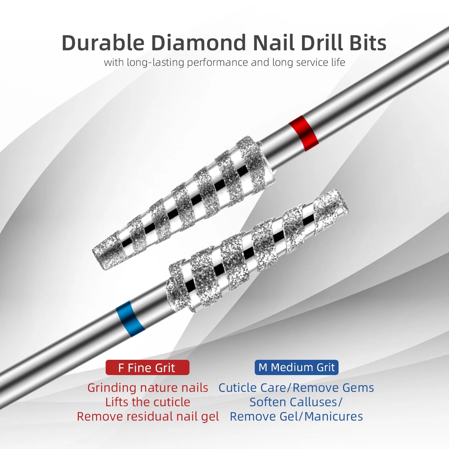 Tornado Diamond Nail Drill Bits Spiral Drill Milling Cutter For Manicure Electric Machine Accessory Nail File Gel Remover Tool