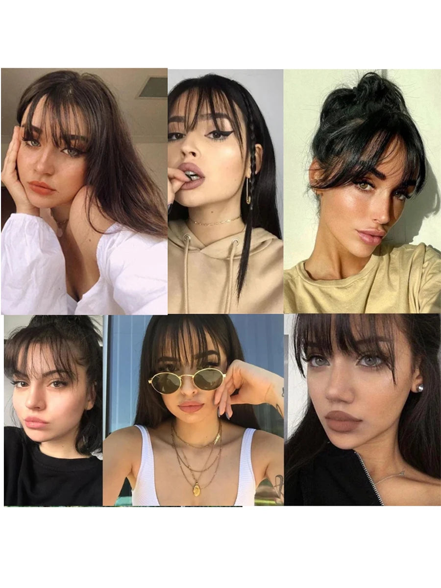 H&STAR Synthetic 3D Short Air Hair Bangs with  Clip in Hair Extensions Realistic Fringe Hairpiece for Women Daily Wear