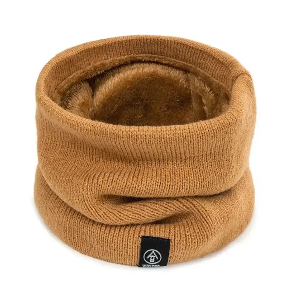 Winter Warm Knitted Ring Scarf For Women Men Plush Full Mask Tutdoor Cashmere Solid Snood Neck Scarves Thick Bufanda Muffler