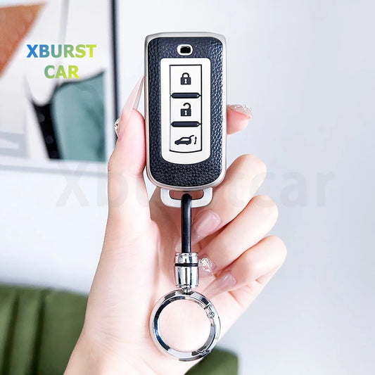 TPU Leather Auto Shell Fob Car Remote Key Case Cover for Mitsubishi Outlander ASX LANCER Pajero Sport Eclipse Cross Accessories