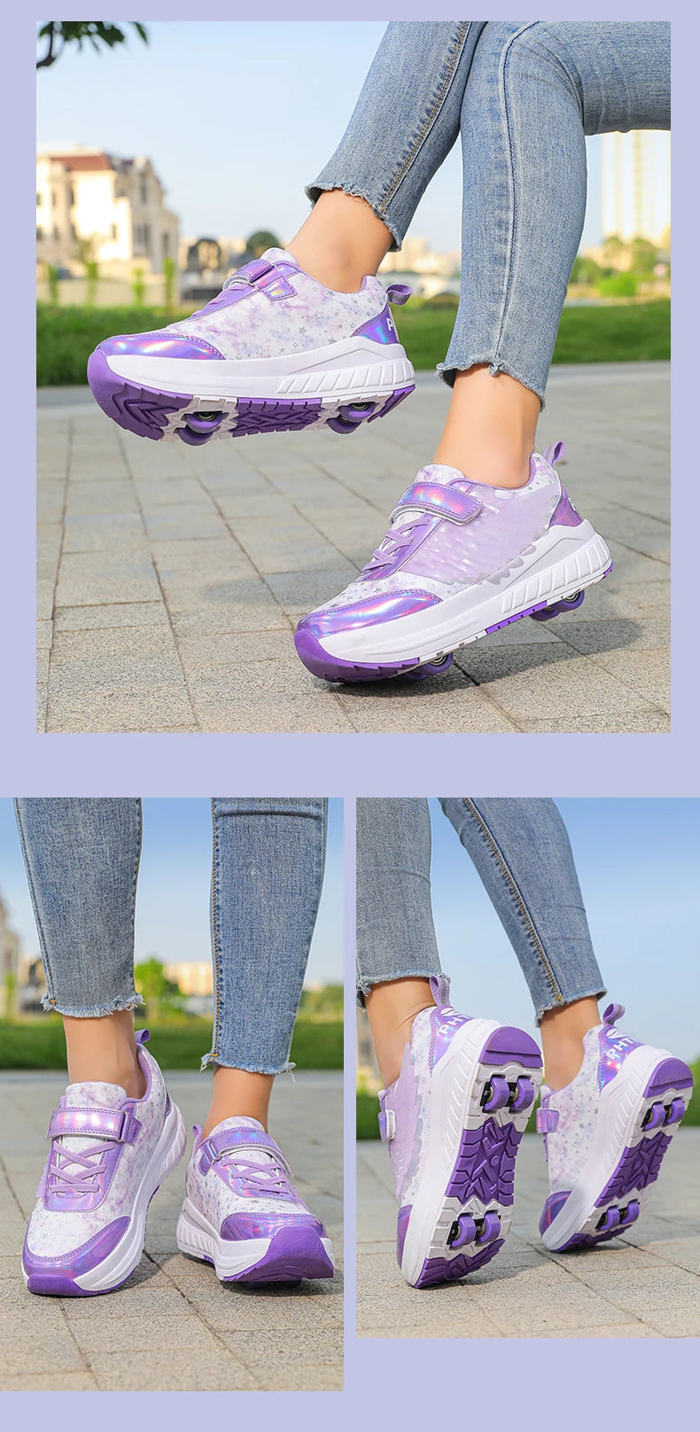 Kids Roller Skate Shoes Snickers With 4-Wheels Children Rollerskates Fashion Outdoor Sports Shoes Girls Boys Gifts