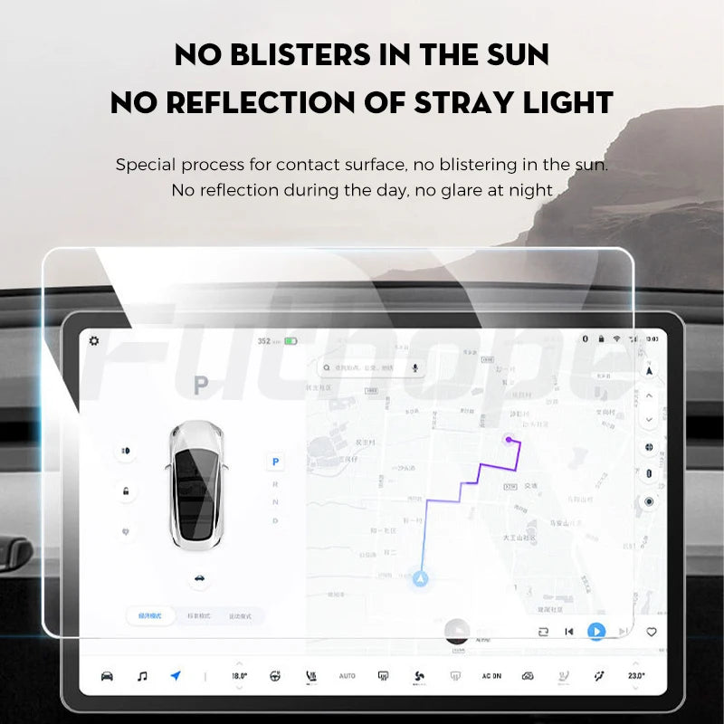 Futhope Tempered Glass Screen Protector For Tesla Model 3  Y Highland 2021-2025  HD Center Control Film Protection