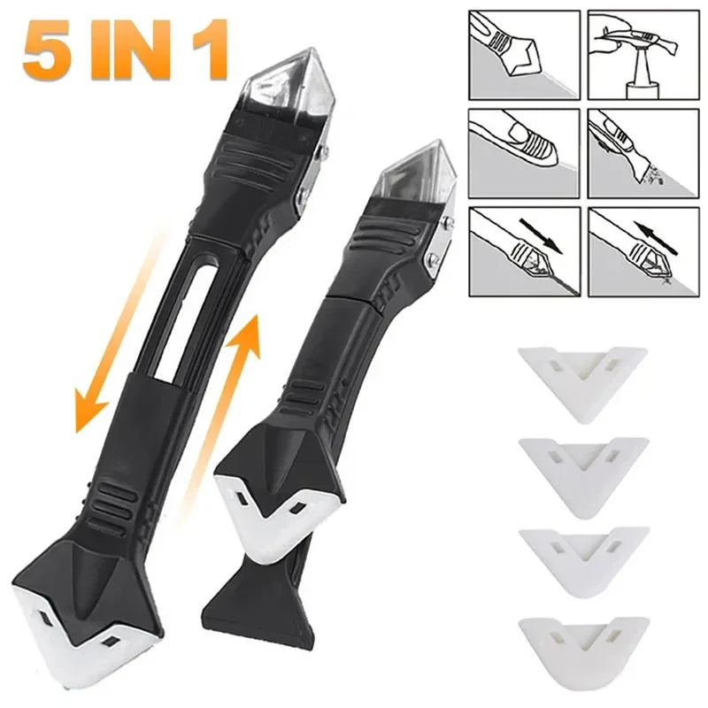 5in1 Silicone Scraper Sealant Smooth Remover Tool Set Caulking Finisher Smooth Grout Kit Decoration Seam Tools Scraper Grout Kit
