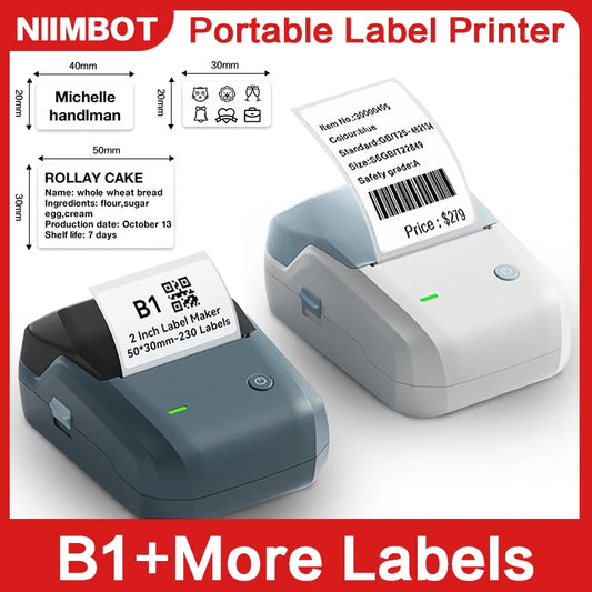 Niimbot B1 Portable Thermal Printer Handheld Adhesive label printer For Wireless Bluetooth Tag Price Color Rolls Label Maker