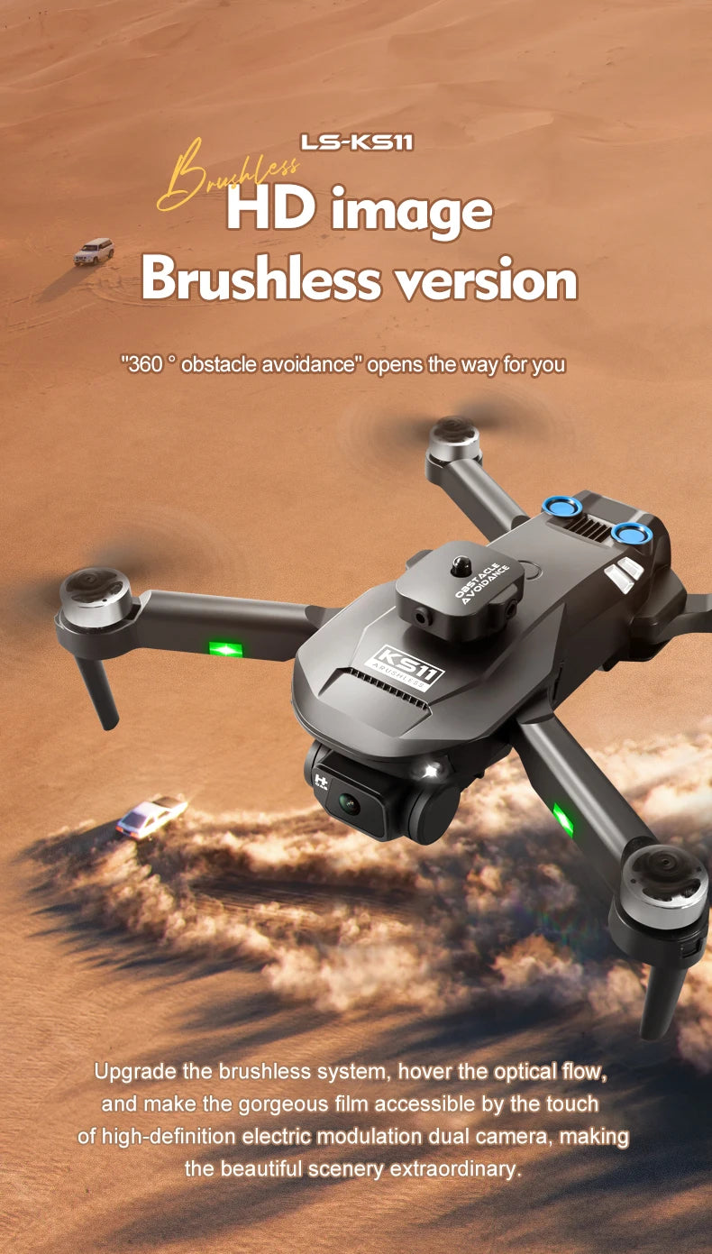 New LS KS11 Mini Drone 4K Professional Dual Camera Obstacle Avoidance Optical Flow Positioning Brushless RC Dron Quadcopter