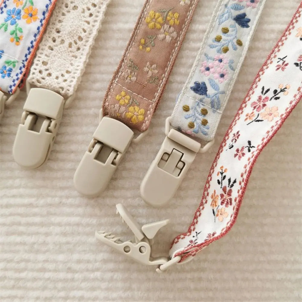 Ethnic Style Baby Cloth Pacifier Chain Floral Teether Toys Straps Nipple Holder DIY Clips Adjustable Dummy Clips Soother Holder