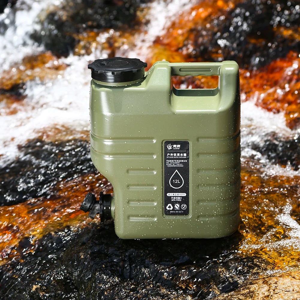 3.2 Gallon/12L Camping Water Container Portable BPA Free Water Bucket Food-Grade PE for Outdoor Camping/Hiking Emergency Storage