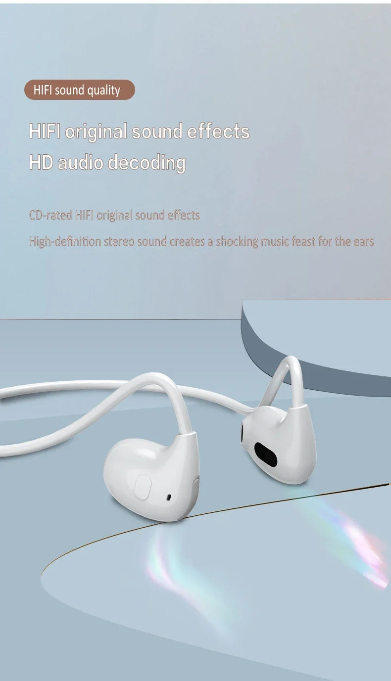 Wireless Bluetooth 5.3 Headphones Air-Conduction Waterproof Headset Stereo Over-Ear Sports Earphones Earbuds with Mic