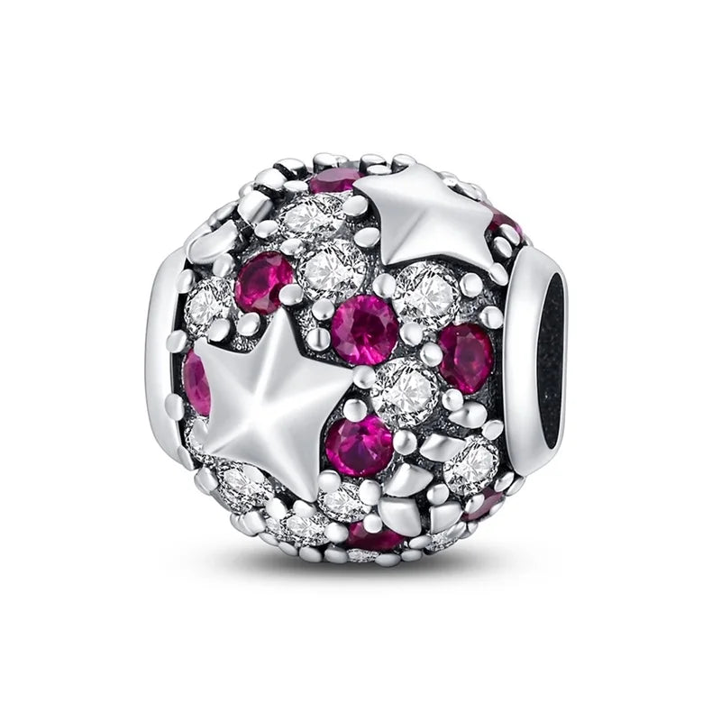 Hot Sale 925 Silver Classic Purple Retro Heart Shape Lotus Angel Pattern Charms Beads Fit 3mm Original Bracelet DIY Jewelry Gift