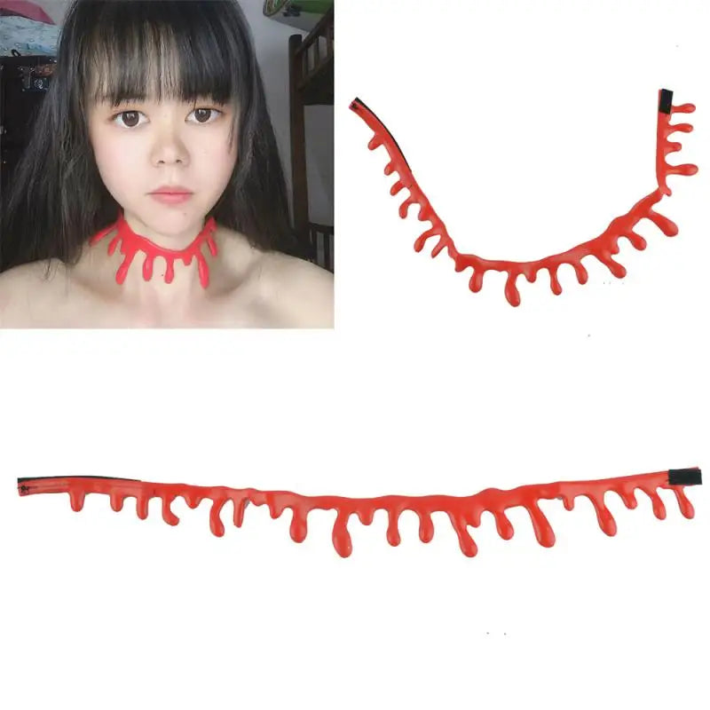 10/Halloween Decoration Horror Blood Drip Necklace Fake Blood Vampire Fancy Joker Choker Costume Necklaces Party Tools