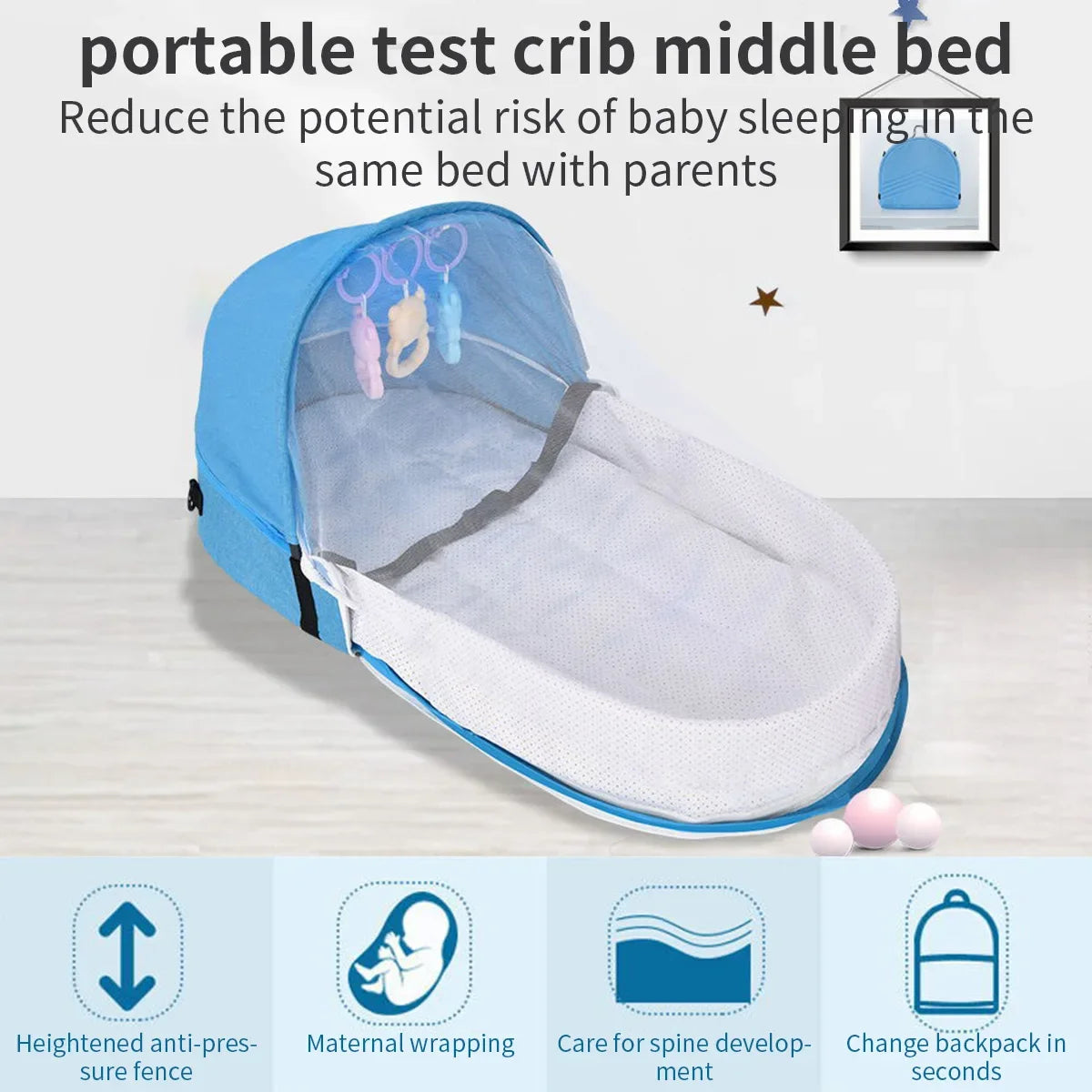 Newborns Cradle Cribs Baby Travel Bed Sleeping Nest with Net Foldable Newborns Baby Nest Mosquito Bassinet Infant Sleeping Bag