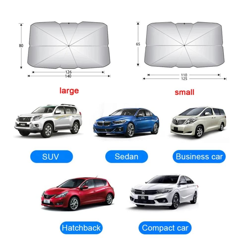 Car Titanium Silver Sun Shade Umbrella Portable Foldable Car Thermal Insulation Expansion and Contraction Windshield Umbrella
