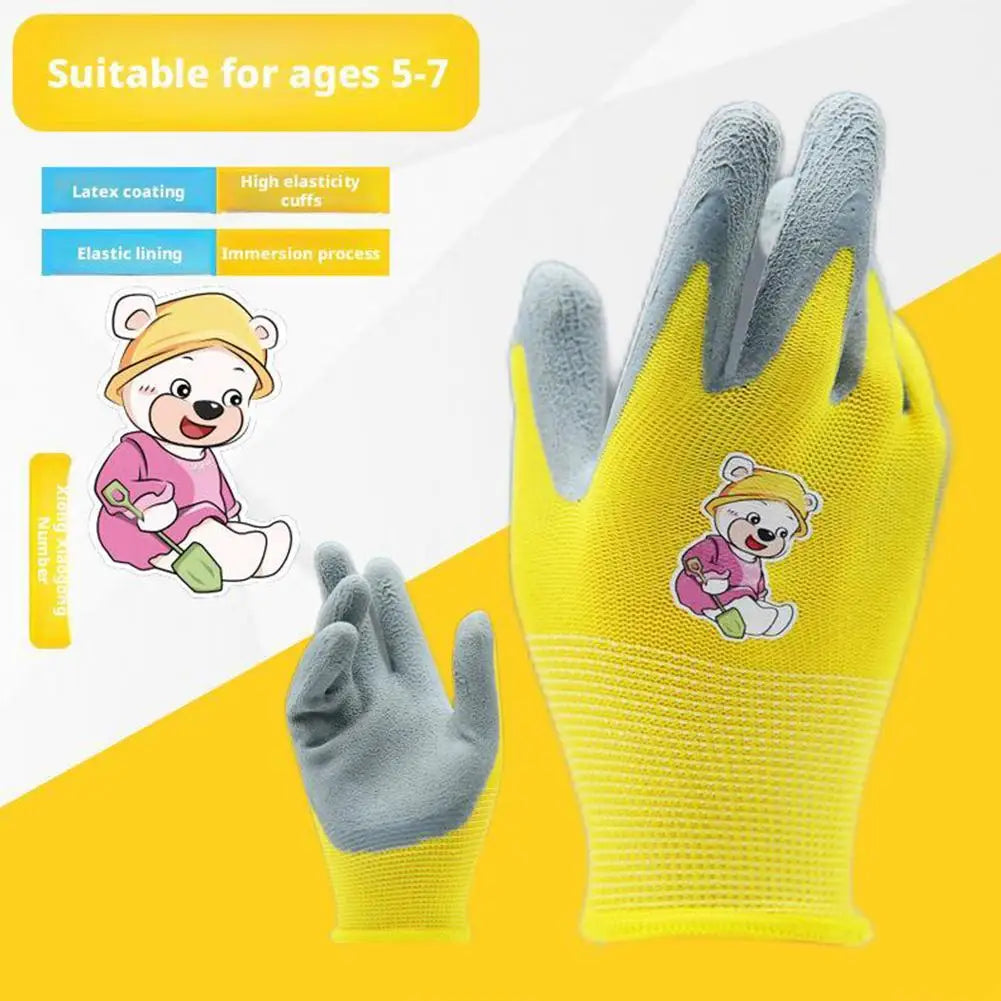 Gardening Gloves Kids Durable Waterproof Garden Work Gloves Non-Slip Children Safety Yard Work Gloves Portable Garden Supplies