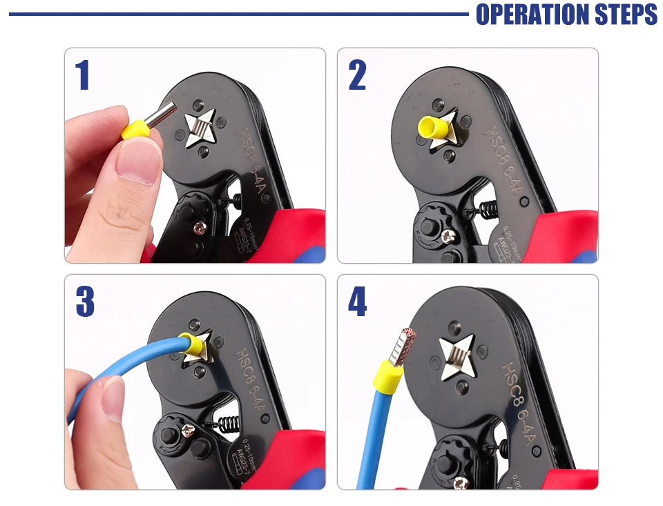 Manual Crimping Pliers HSC8 6-4A/HSC8 6-6A Tube Terminal Crimping Tool With Terminal Tip Set for Home Improvement and Electrica