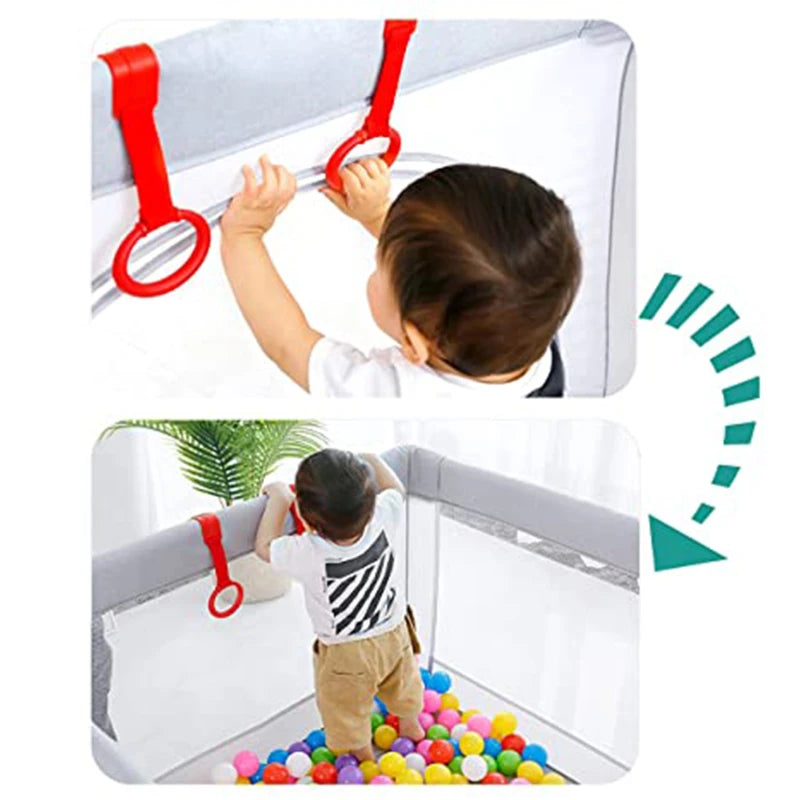 Baby Walking Assistant Pull Up Ring Safety Learning Stand Up Rings For Playpen Crib Hooks Bed Arm Exercise Gym For Toddler