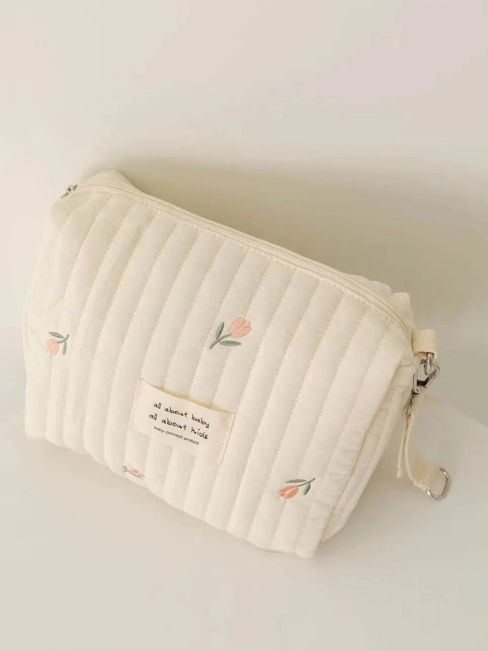 Cute printed embroidered mommy bag zipper single button newborn baby diaper storage bag travel cart storage bag