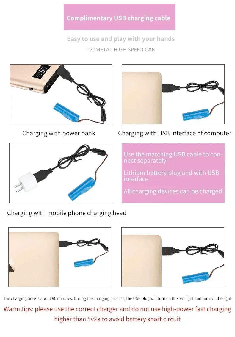 1:18 Radio Remote Control Car Chargeable RC Car High Speed 15km/h 2.4G With LED Light Toys for Boys Girls Vehicle Racing Hobby