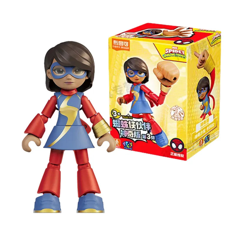 12cm Marvel Spider Amazing Friends 3 Blind box Model kits  Spider Man Peter Parker Miles Gwen  Action Figure Splicing toys