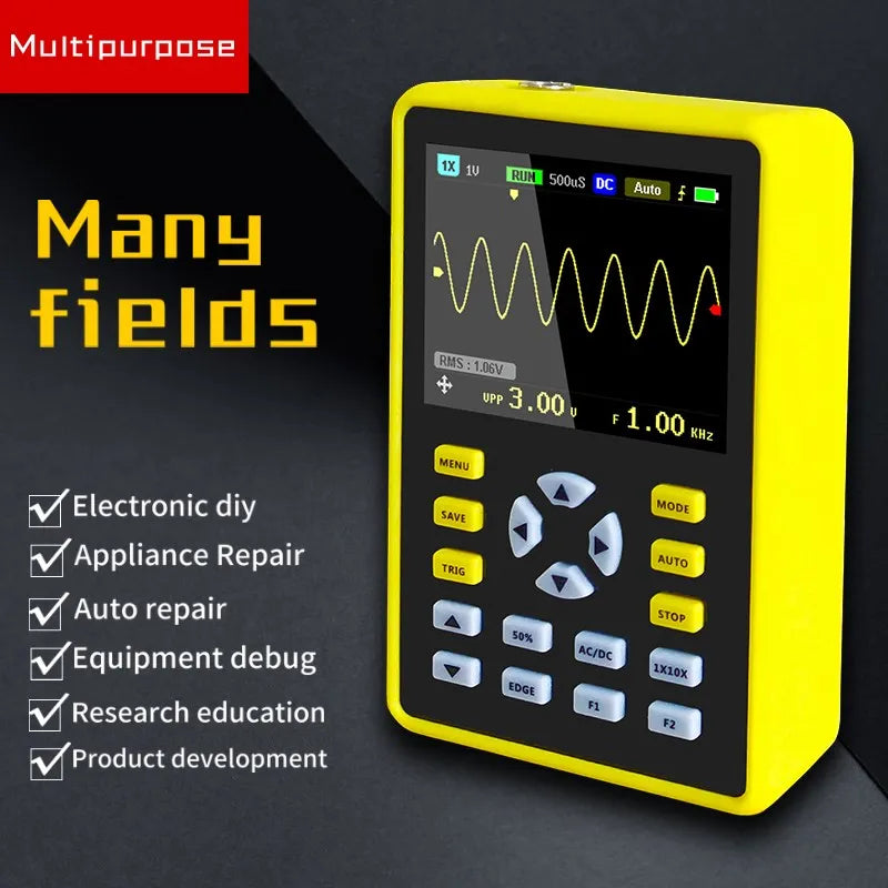 FNIRSI 5012H Handheld Digital Oscilloscope 500MS/s Sampling Rate 10MHz Analog Bandwidth 2.4 Inches Support Waveform Storage