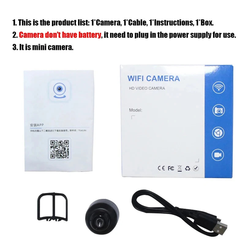 2MP 1080P HD Mini Wifi Camera Baby Monitor Security Surveillance Camera Night Vision Camcorder Video Recorder 2MP IP Camera