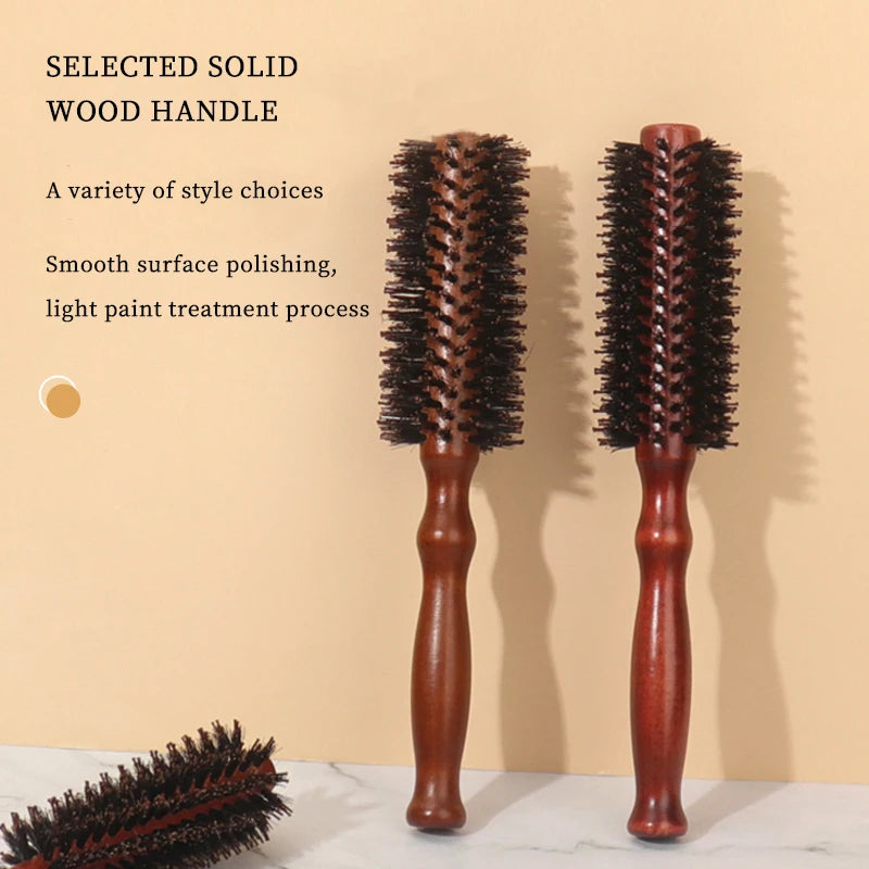 6 Types Curly Hair Comb Hairdressing Styling Tools Wooden Handle Bristle Rolling Hairbrush Combs