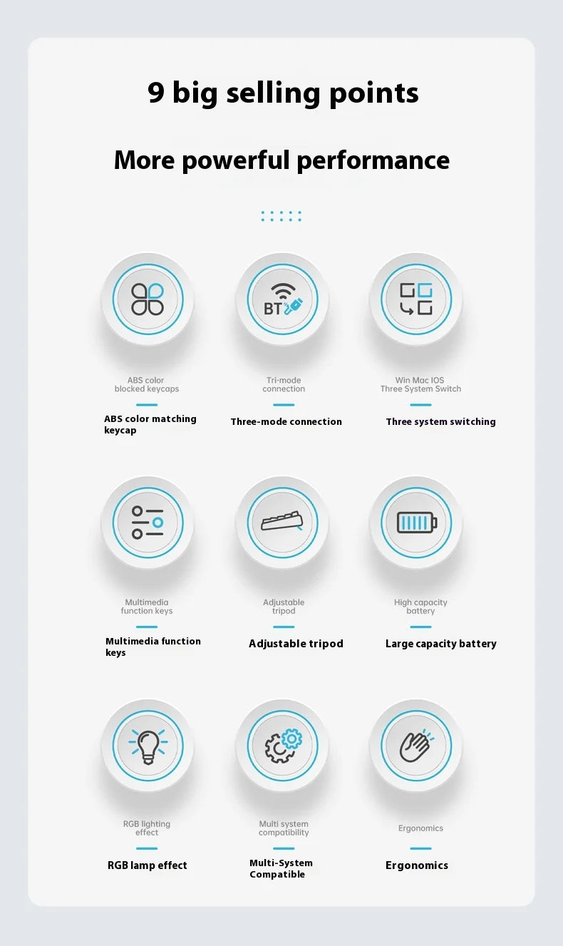 Ajazz Af98 Wireless Bluetooth Three-Mode Keyboard E-Sports Game Special Mechanical Touch Typing Office Computer Wired Keyboard