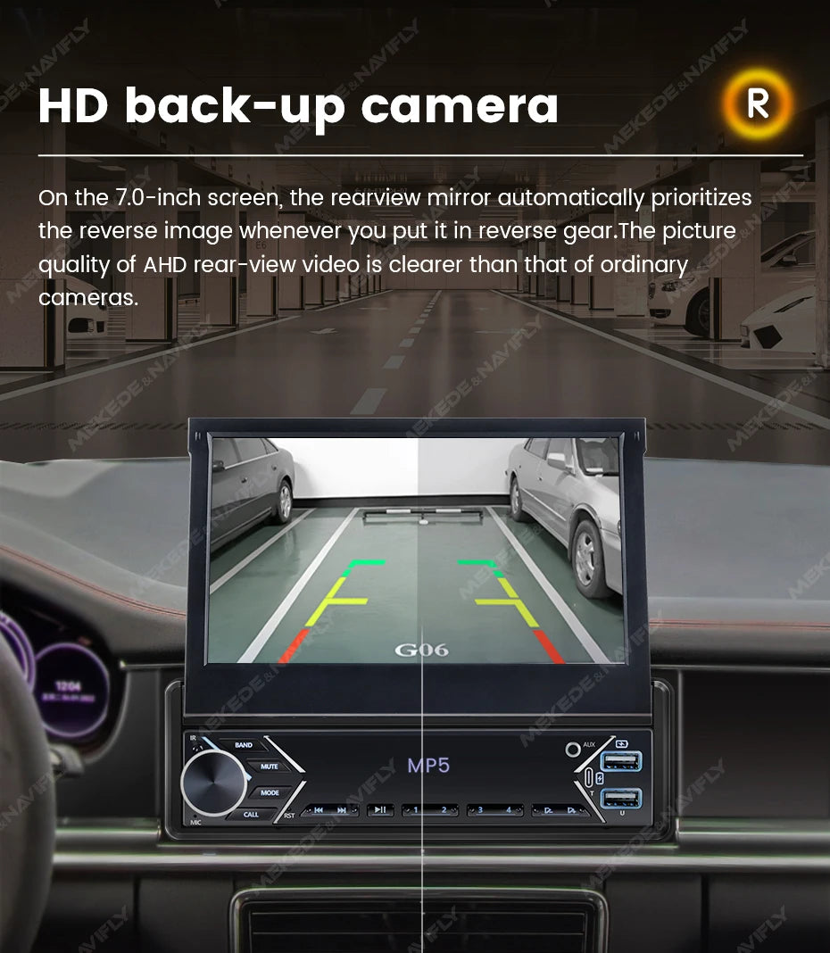 Navifly 1 Din Car Radio Stereo Universal 7-Inch HD Touch Screen Multimedia Player BT Mirror Link Monitor AUX Intelligent Systems