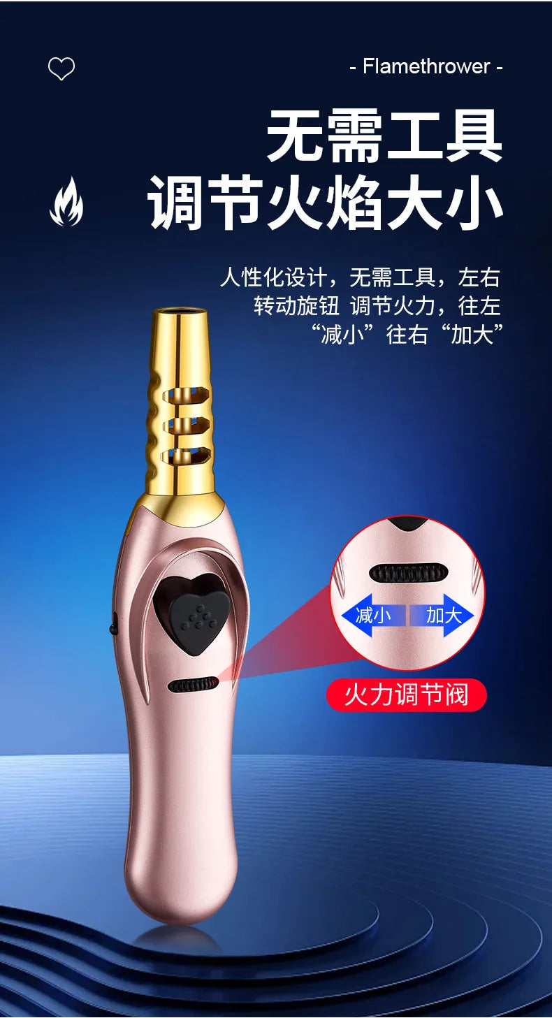 Triple Burner High Power Spray Gun Lighter Windproof Flame Refillable Butane Gas Moxibustion Cigar Outdoor BBQ Kitchen Igniter