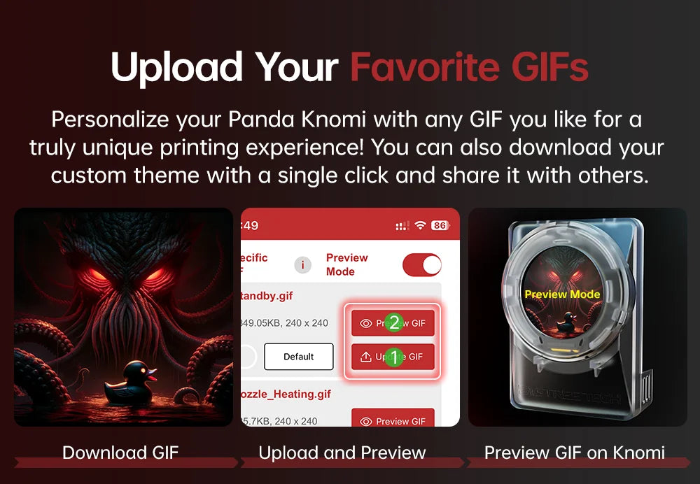 BIGTREETECH Panda Knomi 3D Printing Progress Display for BambuLab A1 X1 P1 Printer Status Real-time Updates Customize UI OTA UPD
