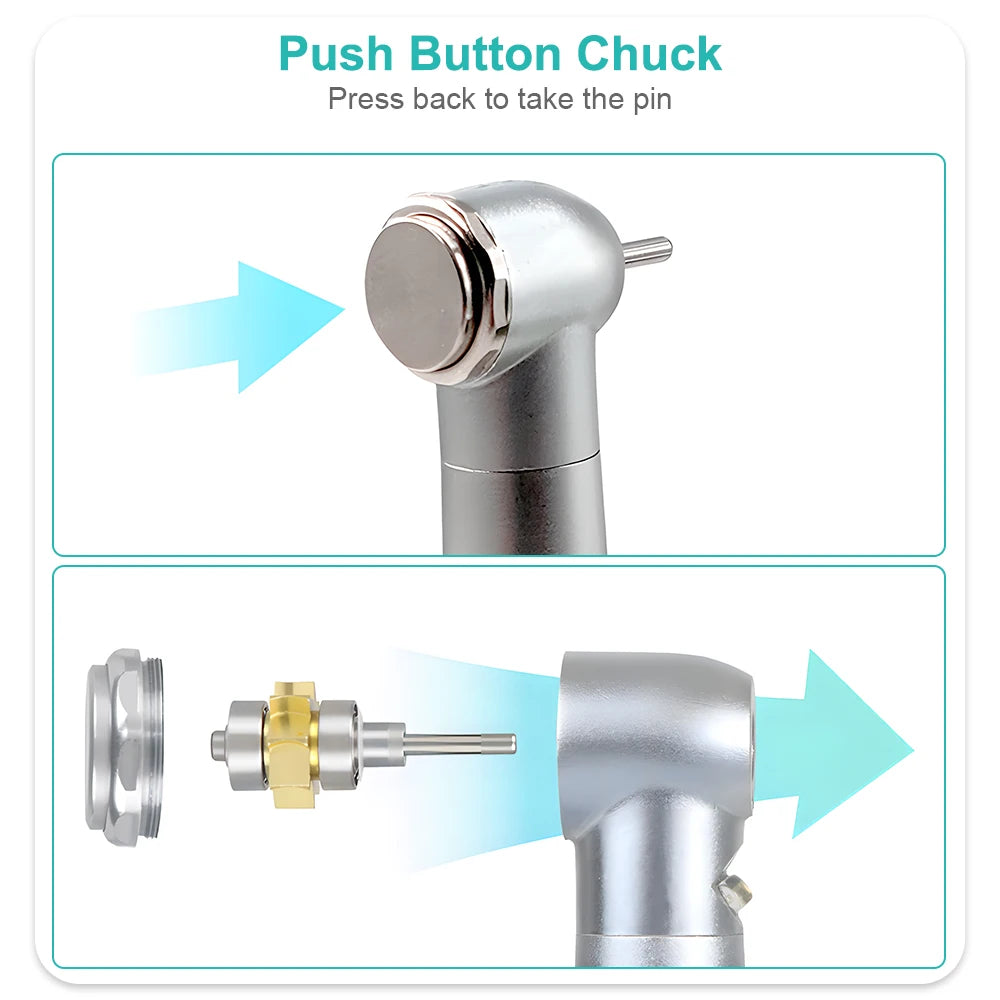 5Pcs/Set Dental High And Low Speed Handpiece Kit Push Putton 1:1 Contra Angle Air Motor Standard High Speed Handpiece With LED