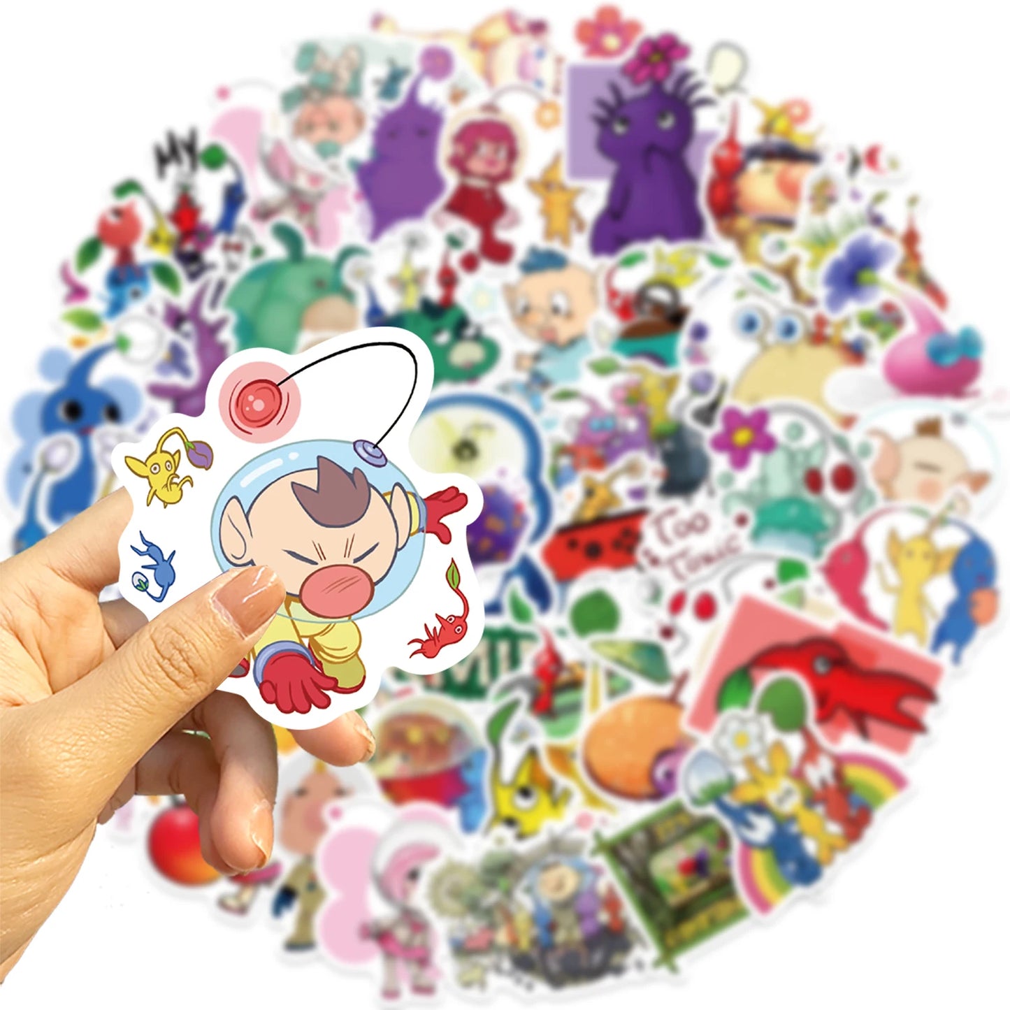50pcs Cute Cartoon Pikmin Game Stickers for Kids Toys Waterproof Graffiti Laptop Skateboard Car Cool Anime Stickers Decals