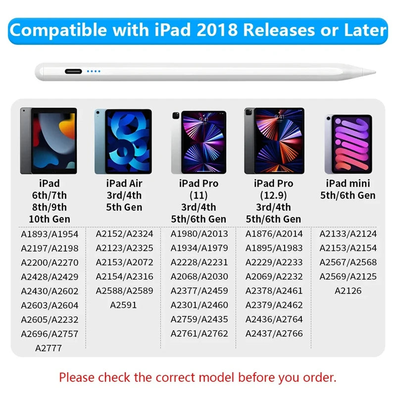 Stylus Pen For Apple iPad Palm Rejection Power Display For iPad Pencil Accessories 2022 2021 2020 2019 2018 Pro Air Mini Stylus