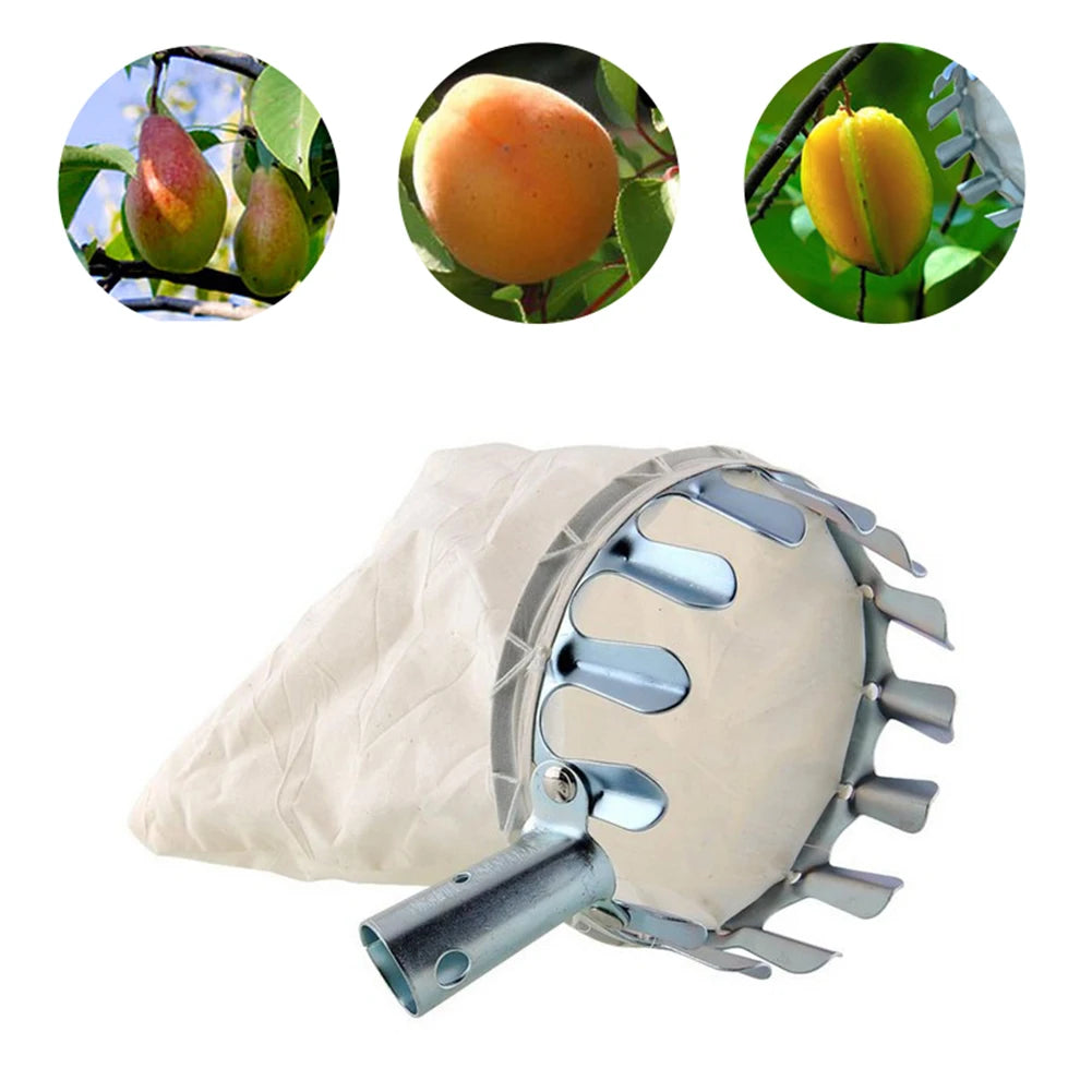 Garden Fruit Picker Head Orchard Apple Pears Orange High Tree Picking Tool Fruit Catcher Pouch Detachable Farm Fruits Collector