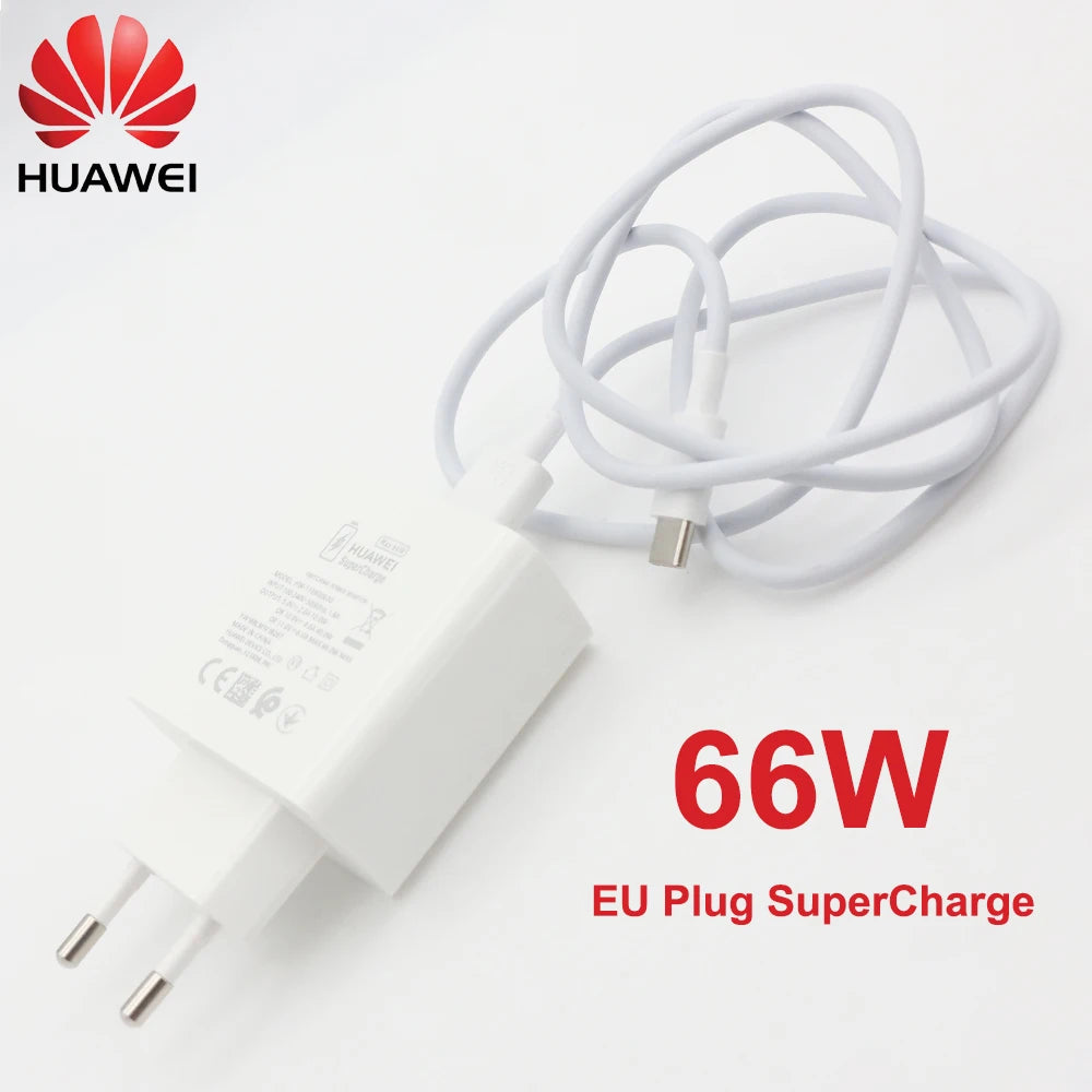 HUAWEI 66W Original Super Charge Quick USB Wall Charger Travel Charge 6A Type C Cable for Mate 50 40 30 P40 Pro Nova8 P 60 50 40