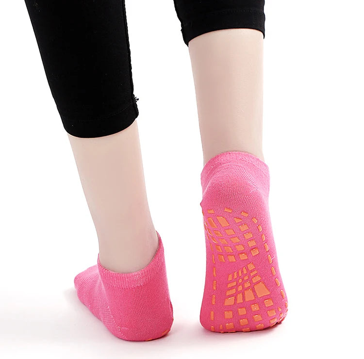 4 Pairs of Pure Cotton Yoga Socks Fitness Pilates Women's Socks Silicone Anti Slip and Wear-Resistant Foot Massage Ankle Socks